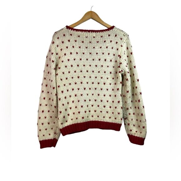 Vintage Knit Works Teddy Bear Hearts Pullover Sweater Size M Kawaii - Picture 2 of 12